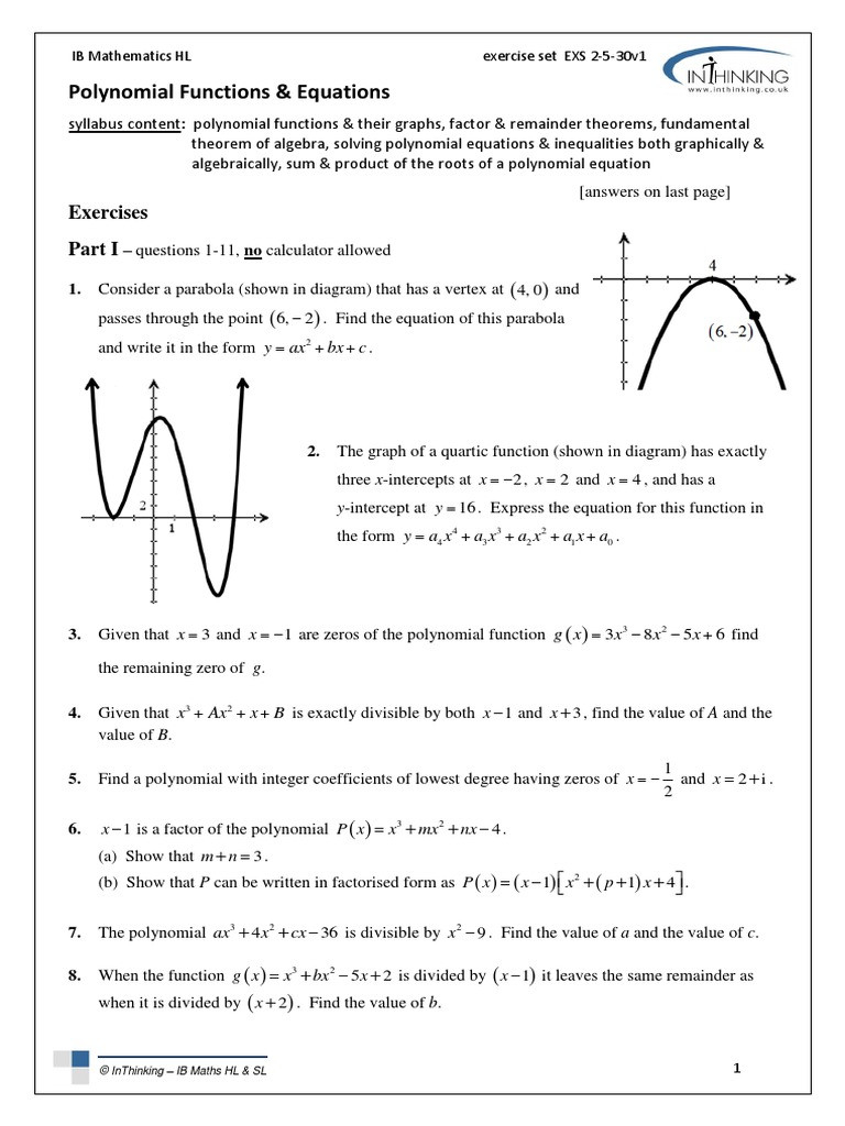 Graphing Polynomials Examples Function Worksheets