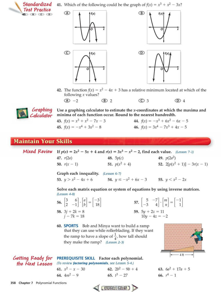 graphing polynomial functions homework answers