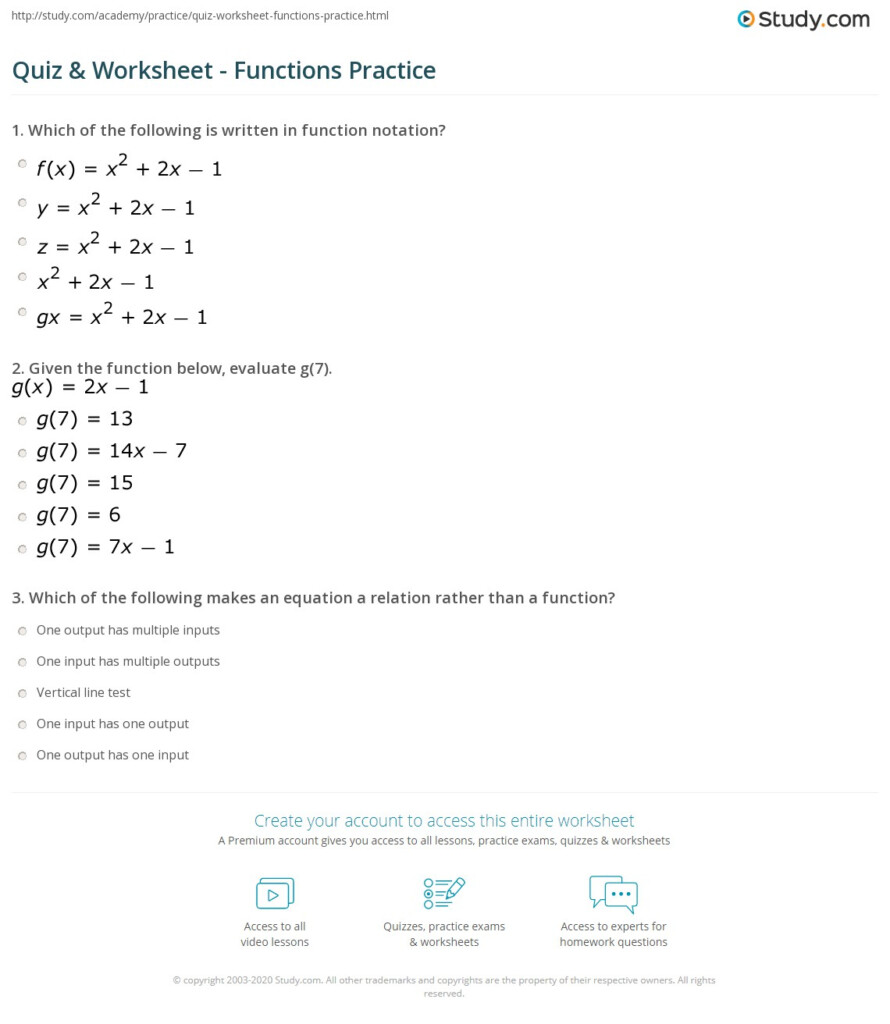 33 Function Notation And Evaluating Functions Practice Worksheet 