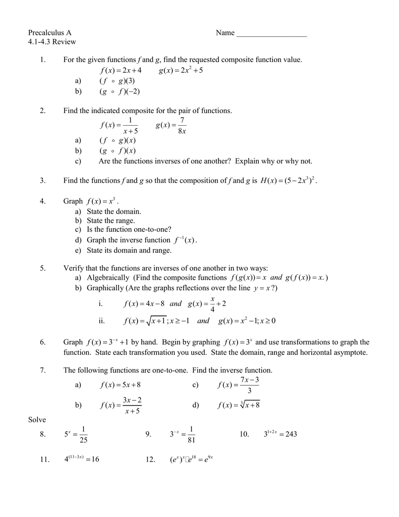 34 Precalculus Composition Of Functions Worksheet Answers Worksheet 
