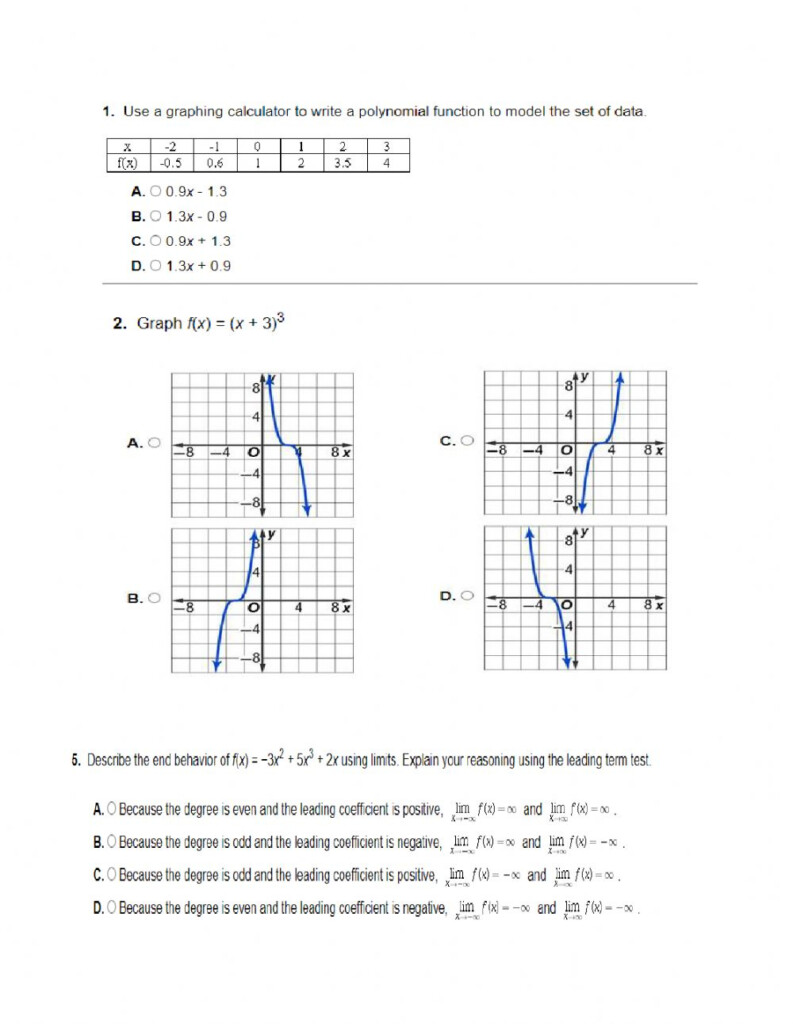 35 Graphing Polynomial Functions Worksheet Answers Worksheet Source 2021