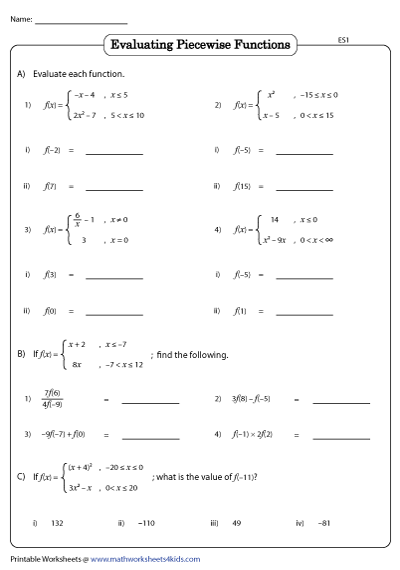 36 Function Notation And Evaluating Functions Practice Worksheet 