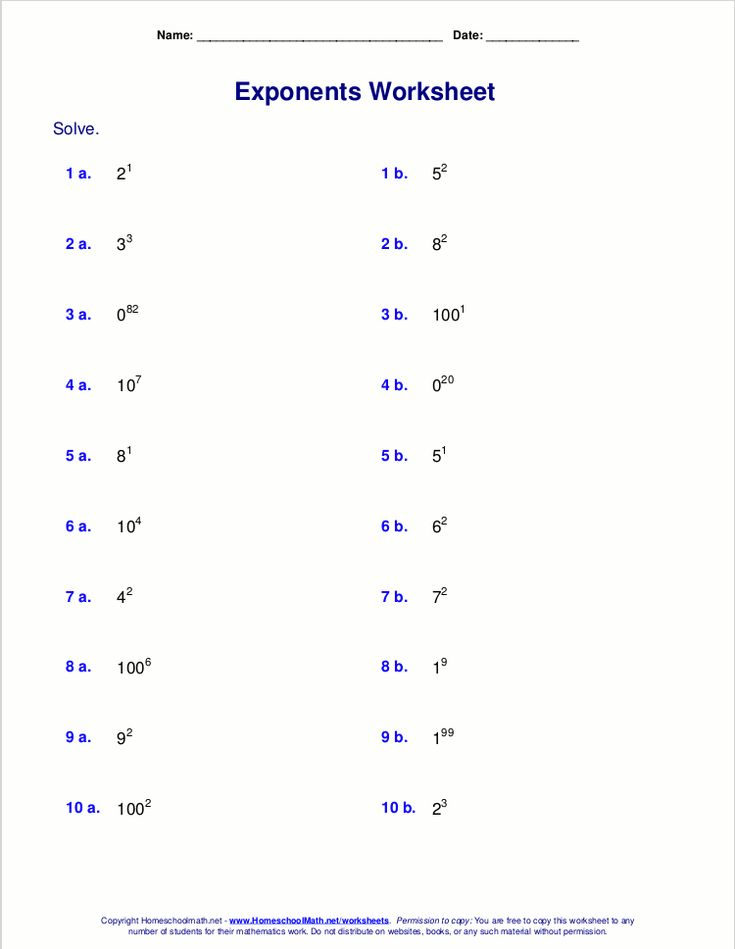 8th Grade Exponents Worksheets In 2020 Exponent Worksheets Exponents 