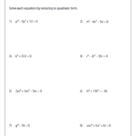 9th Grade Quadratic Equation Worksheet Worksheetpedia