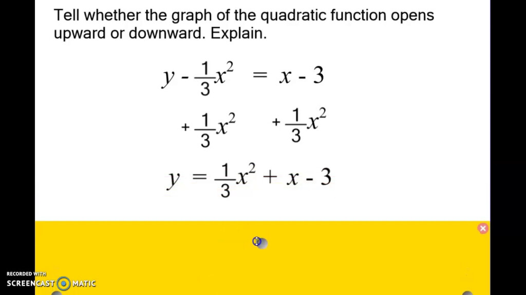 Alg 8 1 Identifying Quadratic Functions YouTube