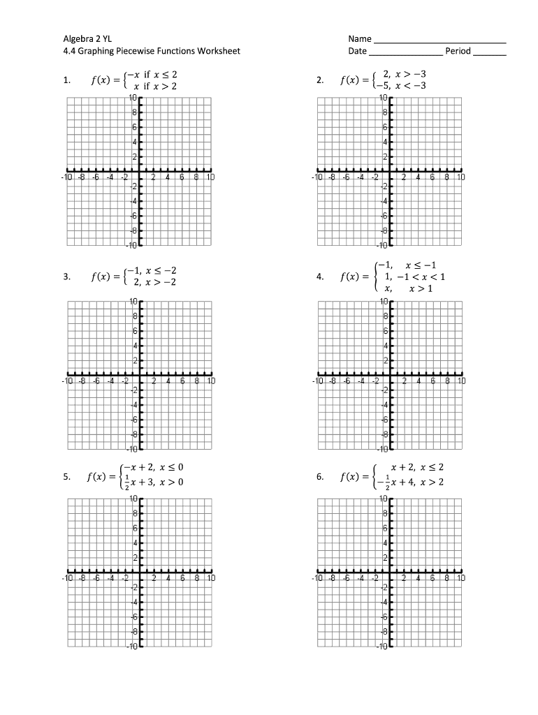 Algebra 2 Graphing Piecewise Functions Worksheet Algebra Worksheets 