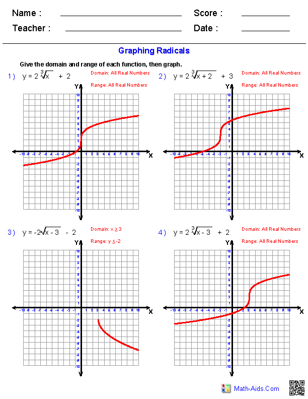 Algebra 2 Worksheets Radical Functions Worksheets Quadratics