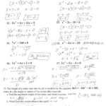 Algebra Review Worksheet Quadratic Functions Answers Algebra