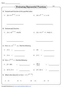 Evaluating Exponential Functions Worksheet Pdf Function Worksheets