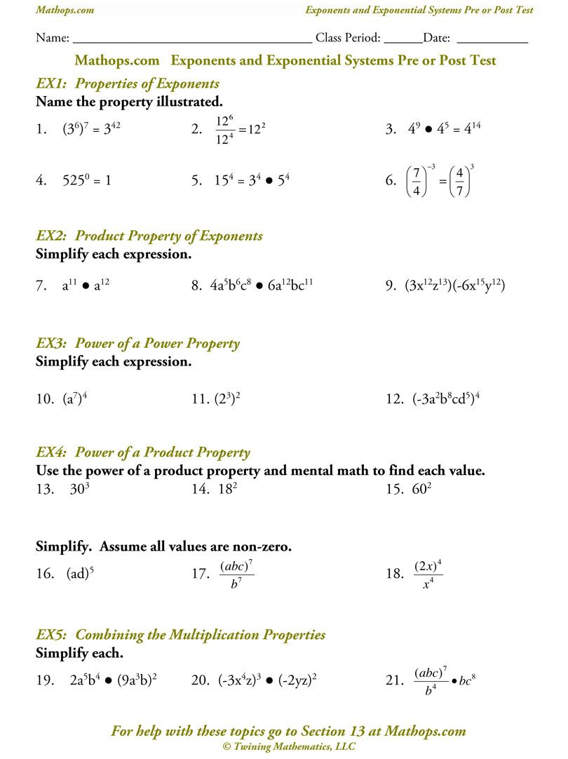 Algebra 2 Exponential Functions Growth And Decay Worksheet Function Worksheets