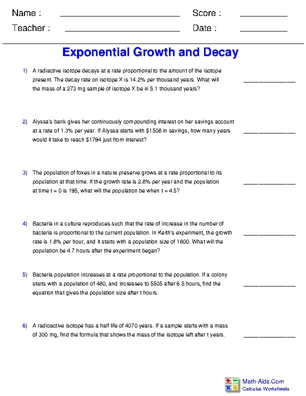 Exponential Growth Worksheet THEBYUMOVIEREVIEW