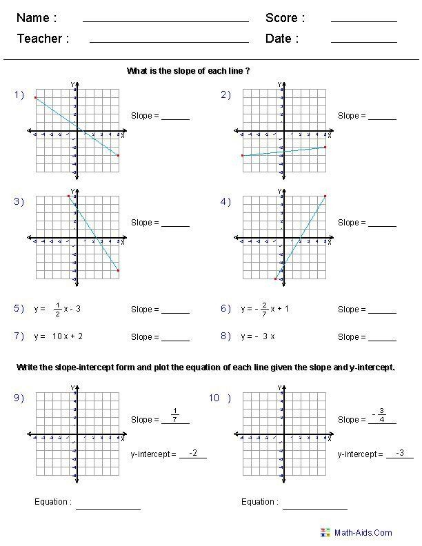 Graphing Linear Functions Worksheet Math Worksheets Slope Math 