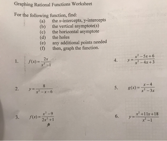 Graphing Rational Functions Worksheet 1 Horizontal Asymptotes Answers 