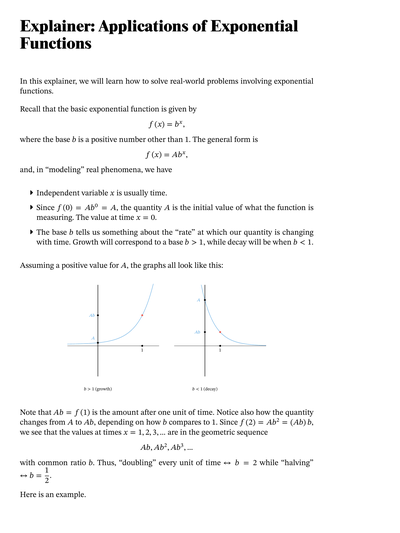 Lesson Applications Of Exponential Functions Nagwa