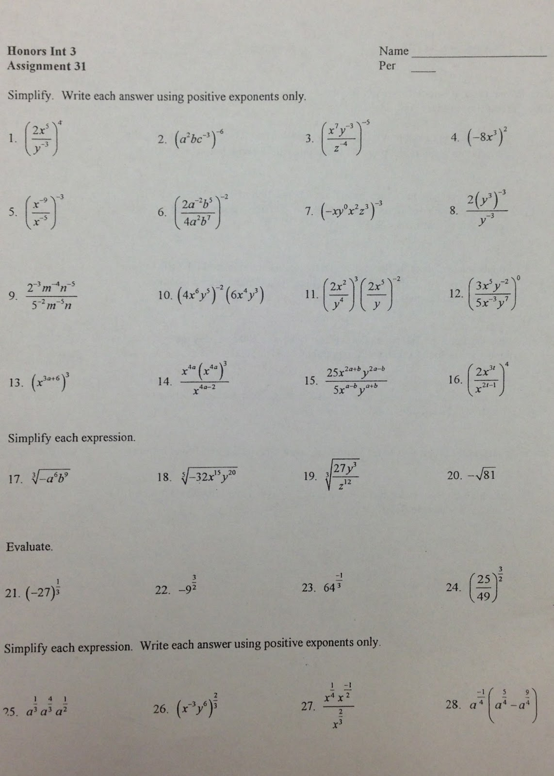 Unit 6 Exponents And Exponential Functions Worksheet Answers Function