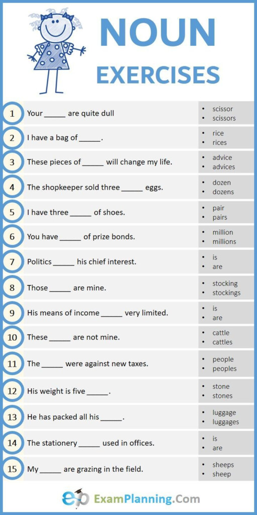 Noun Exercises With Answers Nouns Exercises English Vocabulary 