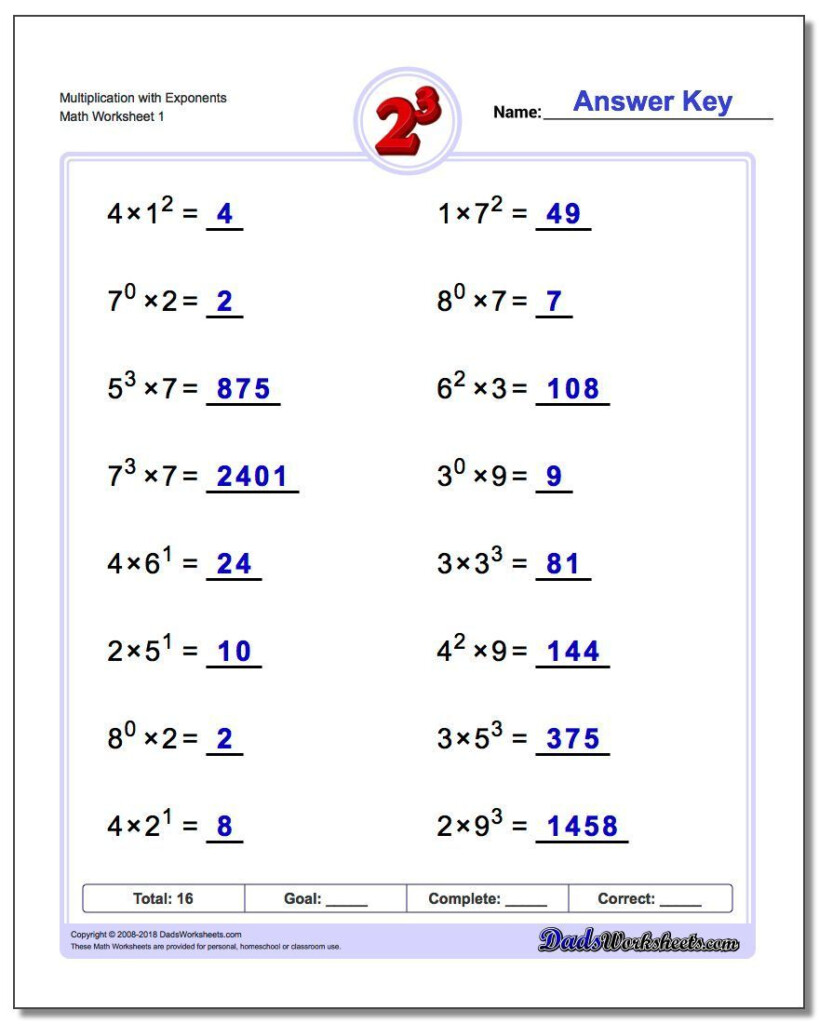 Our Exponents Worksheets Provide Practice That Reinforces The 