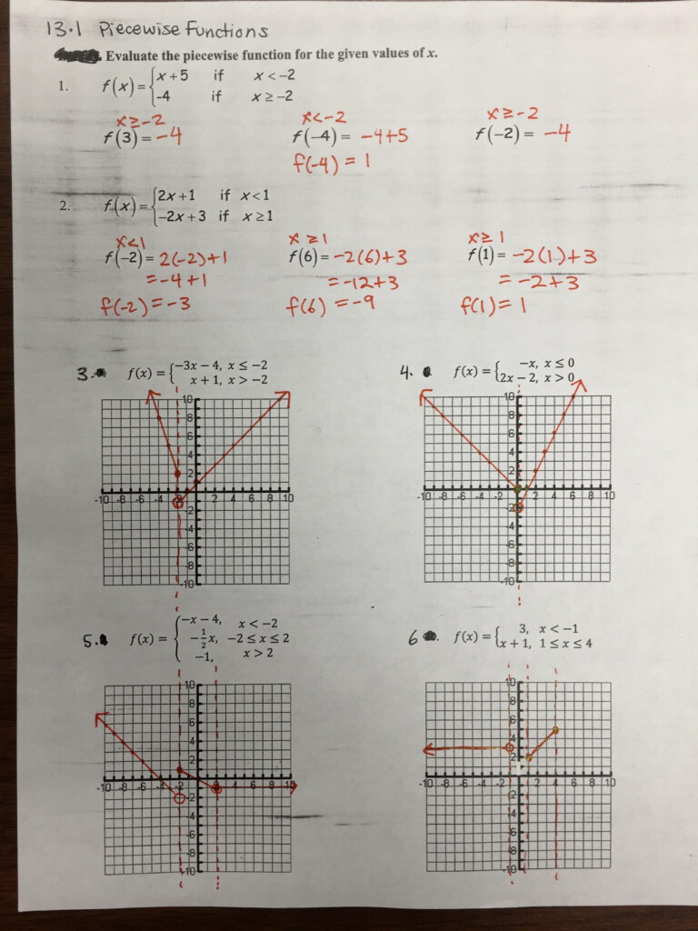 Piecewise Functions Worksheet 2 Db excel