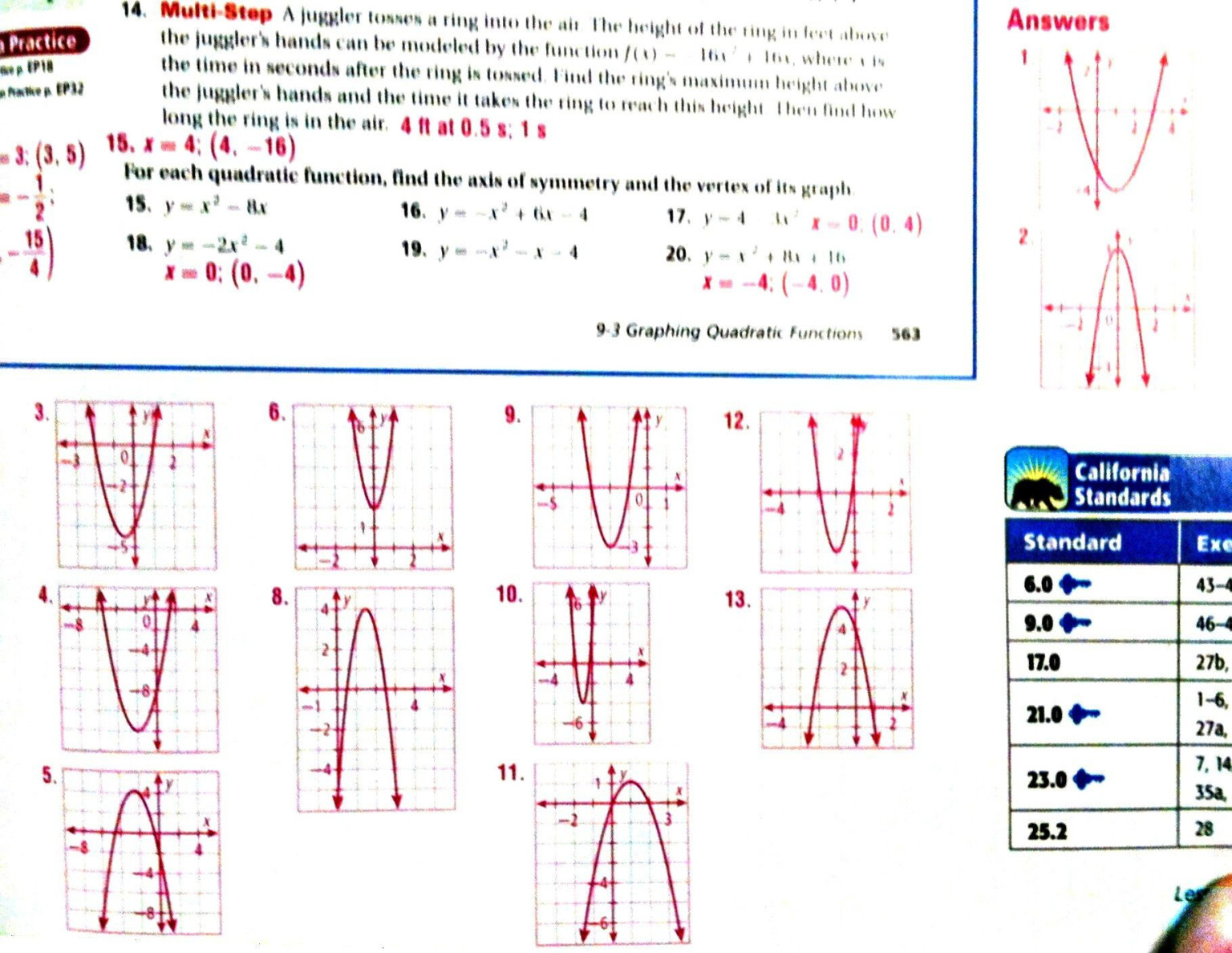 Practice Worksheet Graphing Quadratic Functions In Standard Form