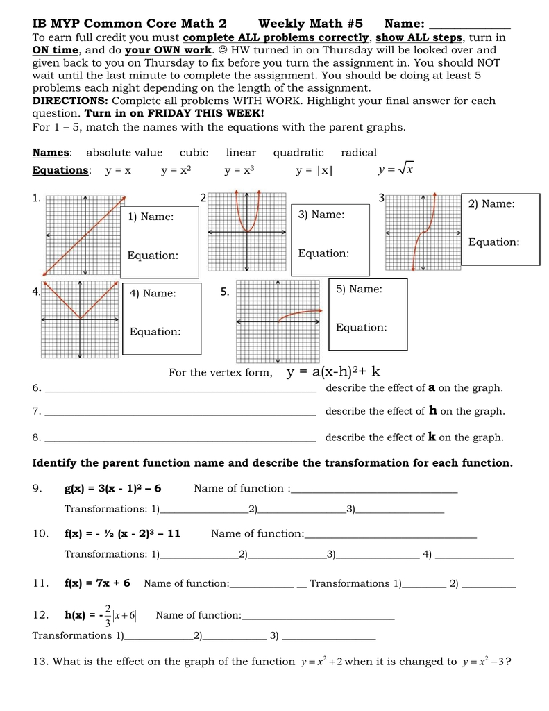 Precalculus Worksheets With Answers Short Answers With BE For 