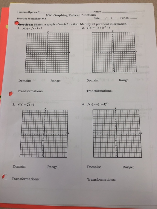 6 8 Practice Worksheet Graphing Radical Functions Hw Answer Key Function Worksheets