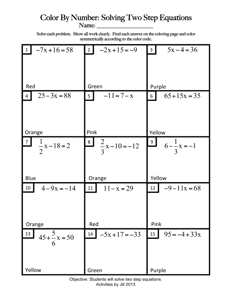 Two Step Algebra Equations Worksheet Pdf Algebra Worksheets Free Download