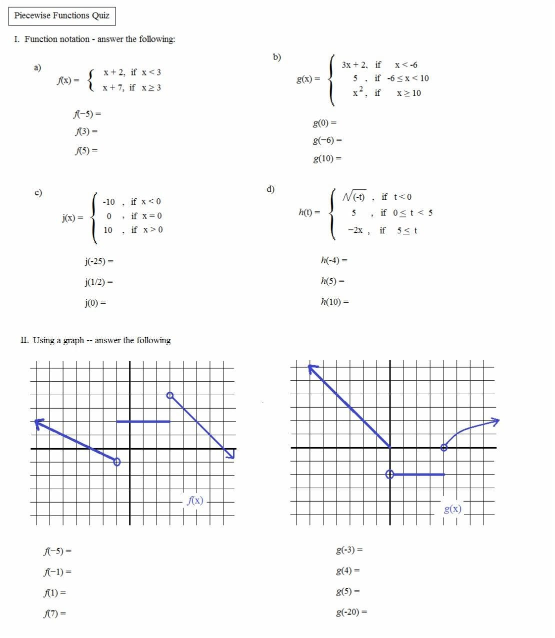 Math 2 Answer Key Function Worksheets