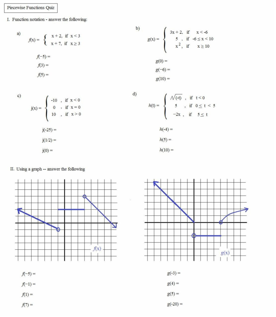 Worksheet Piecewise Functions Algebra 2 Answers Db Excel Function Worksheets