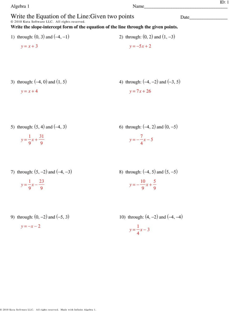 Writing Equations Of Exponential Functions Given Two Points Worksheet 