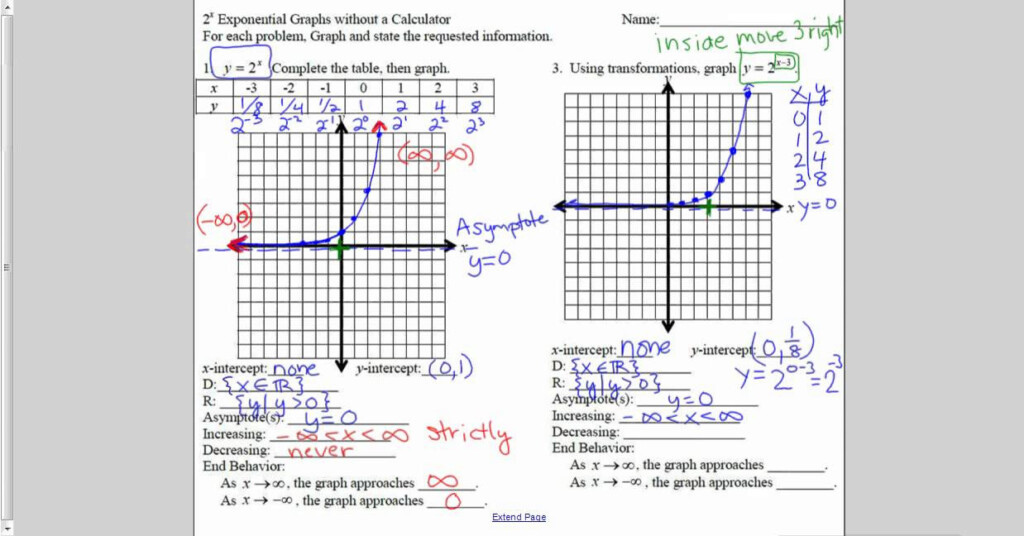 30 Graphing Exponential Functions Worksheet Answers Education Template