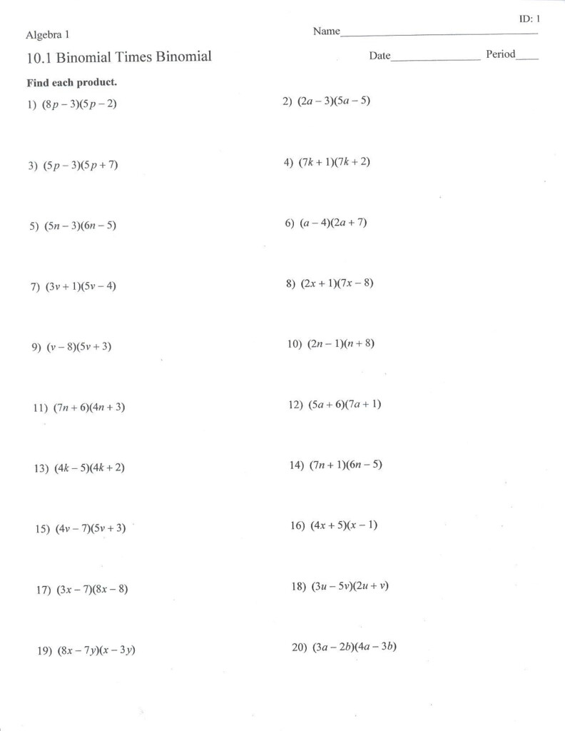 30 Multiplying Polynomials Worksheet 1 Answers Education Template