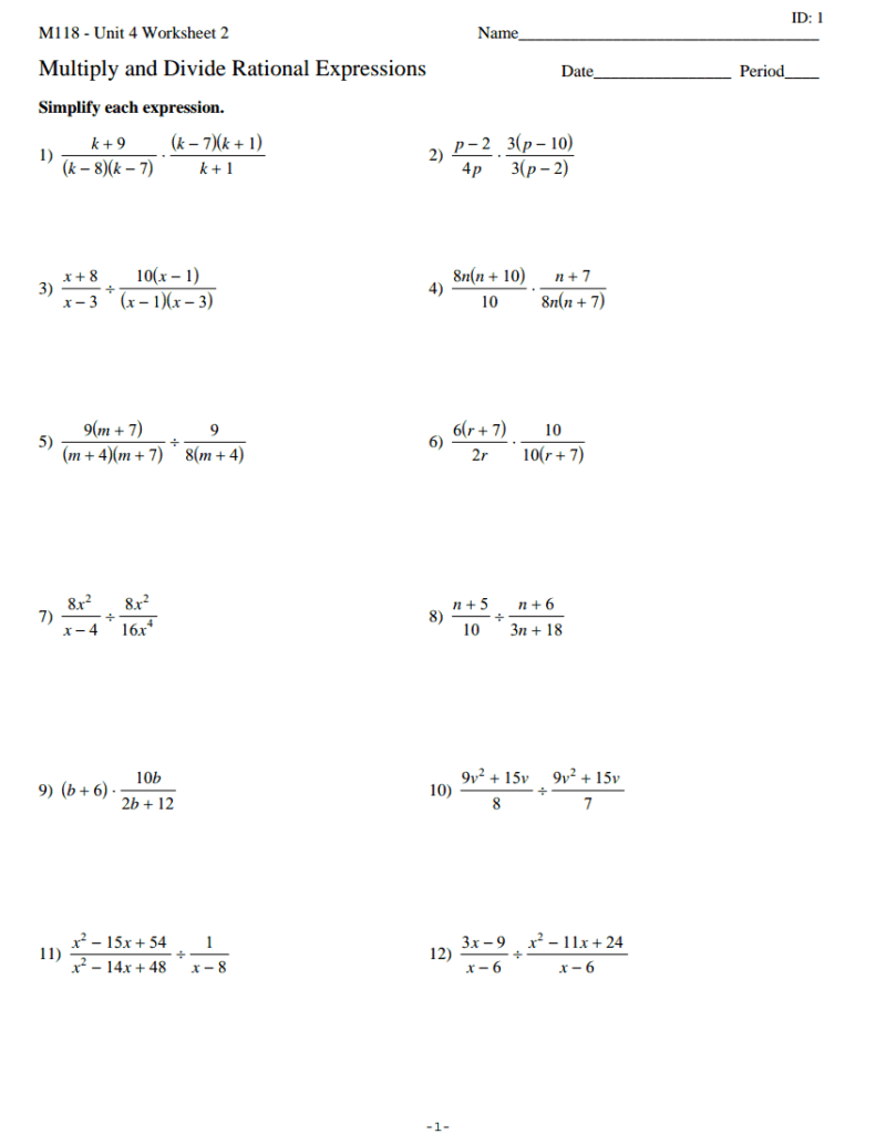 32 Multiplying Dividing Rational Expressions Worksheet Worksheet 