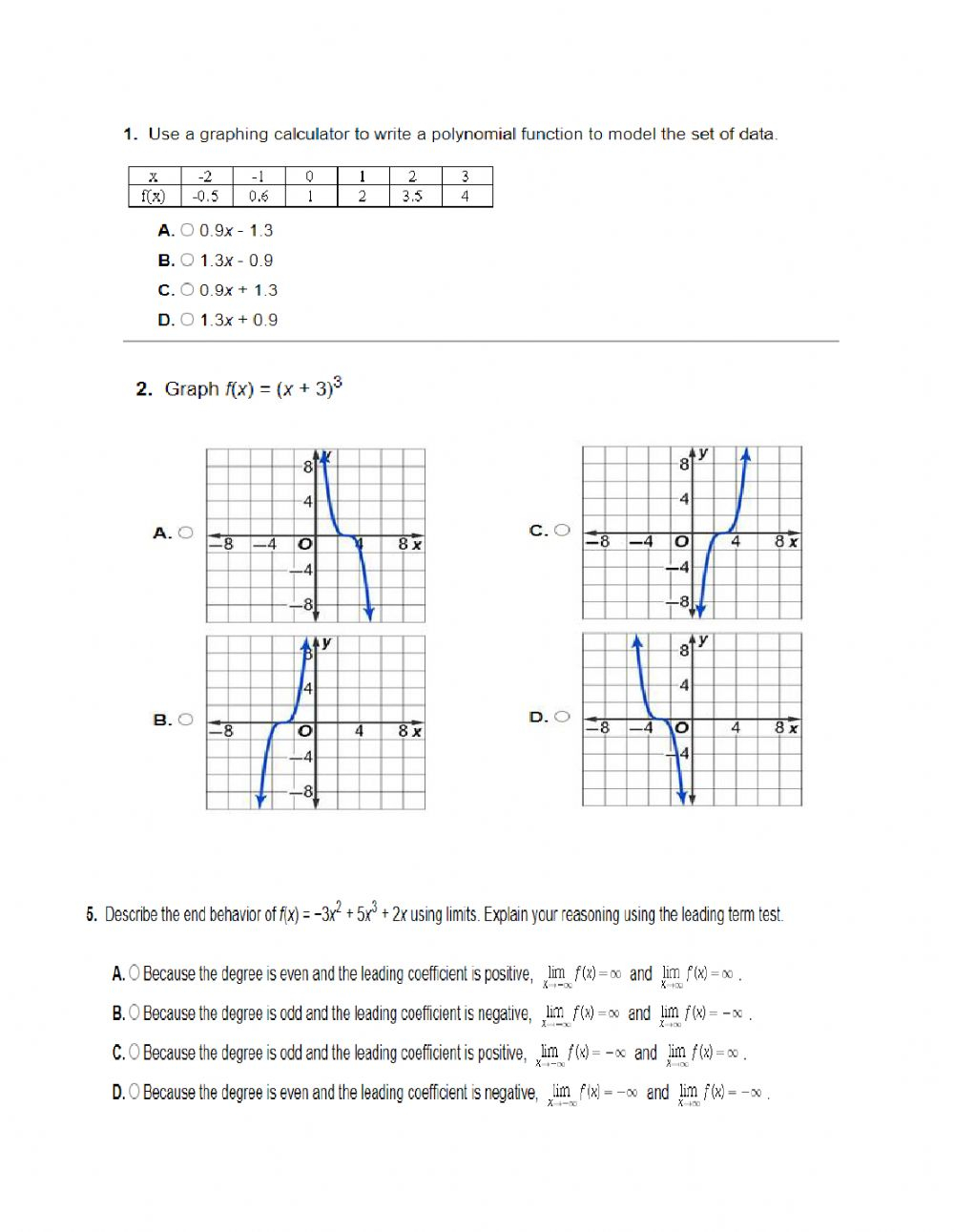 Analyzing Graphs Of Polynomial Functions Worksheet Answers – Function ...