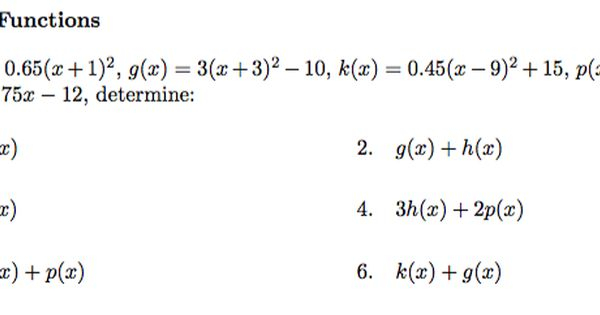 Algebra 2 Function Operations And Composition Worksheet Answers 