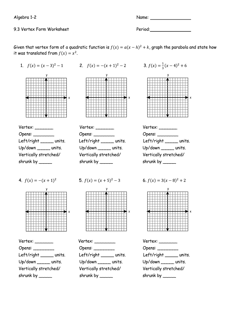 Algebra 2 Graphing Quadratics Review Worksheet Algebra Worksheets