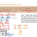 Algebra 2 Quadratic Word Problems Worksheet Answers Algebra