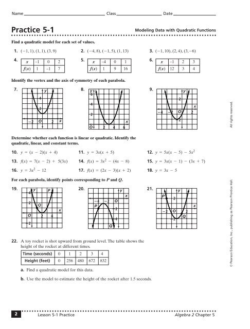 Bestseller Chapter 5 Practice Test Algebra 2 Answers