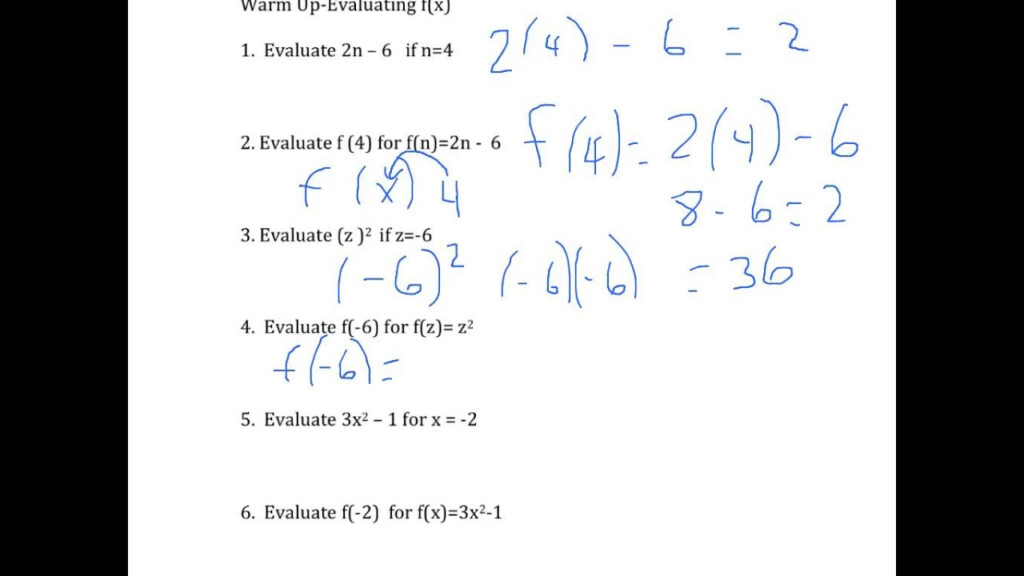 Evaluating Functions Worksheet Algebra 1 Answers Algebra Worksheets 