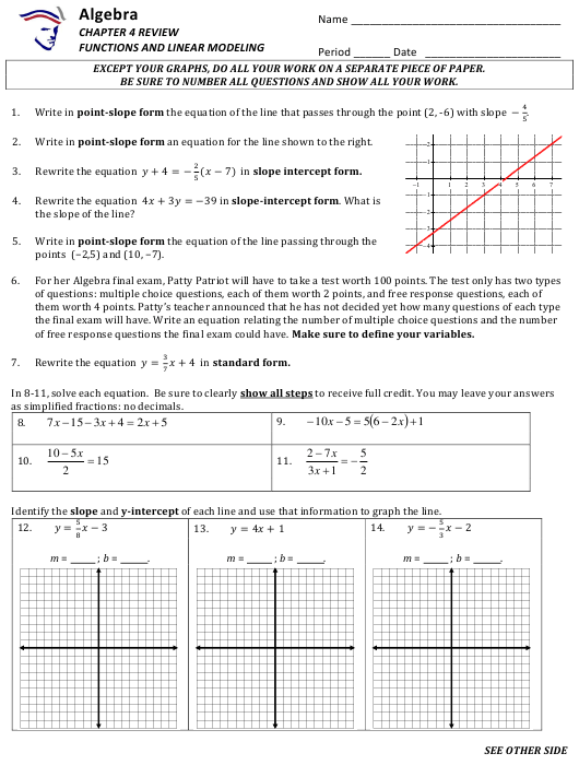 Functions And Linear Modeling Worksheet With Answer Key Download 