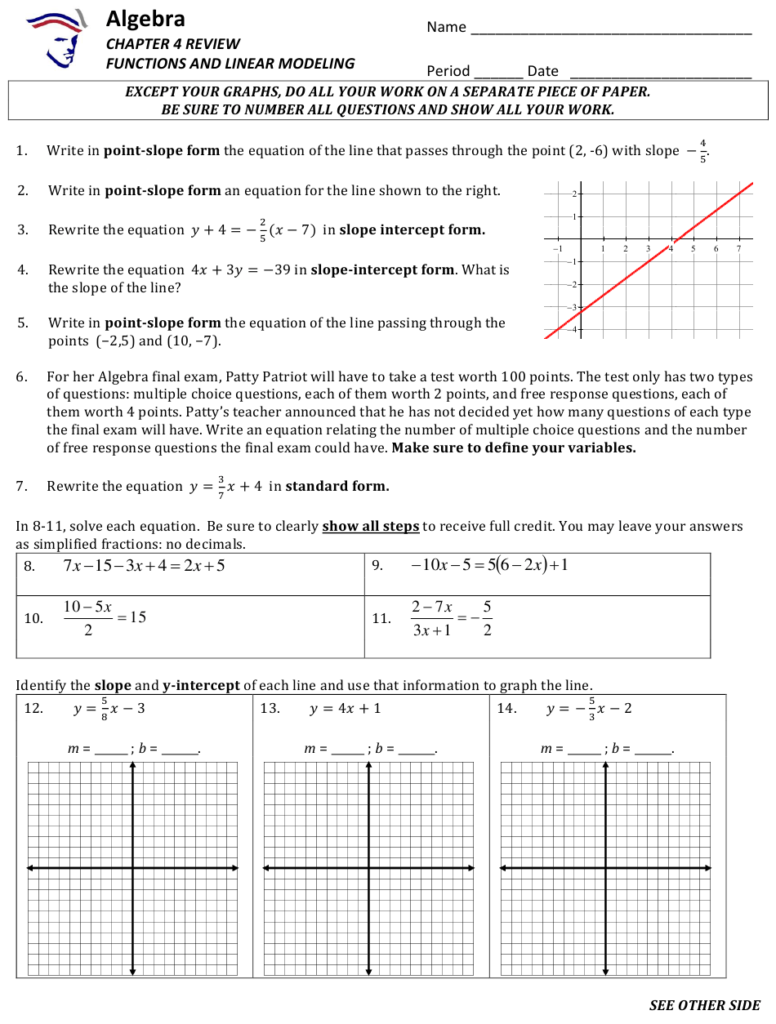 Functions And Linear Modeling Worksheet With Answer Key Download 