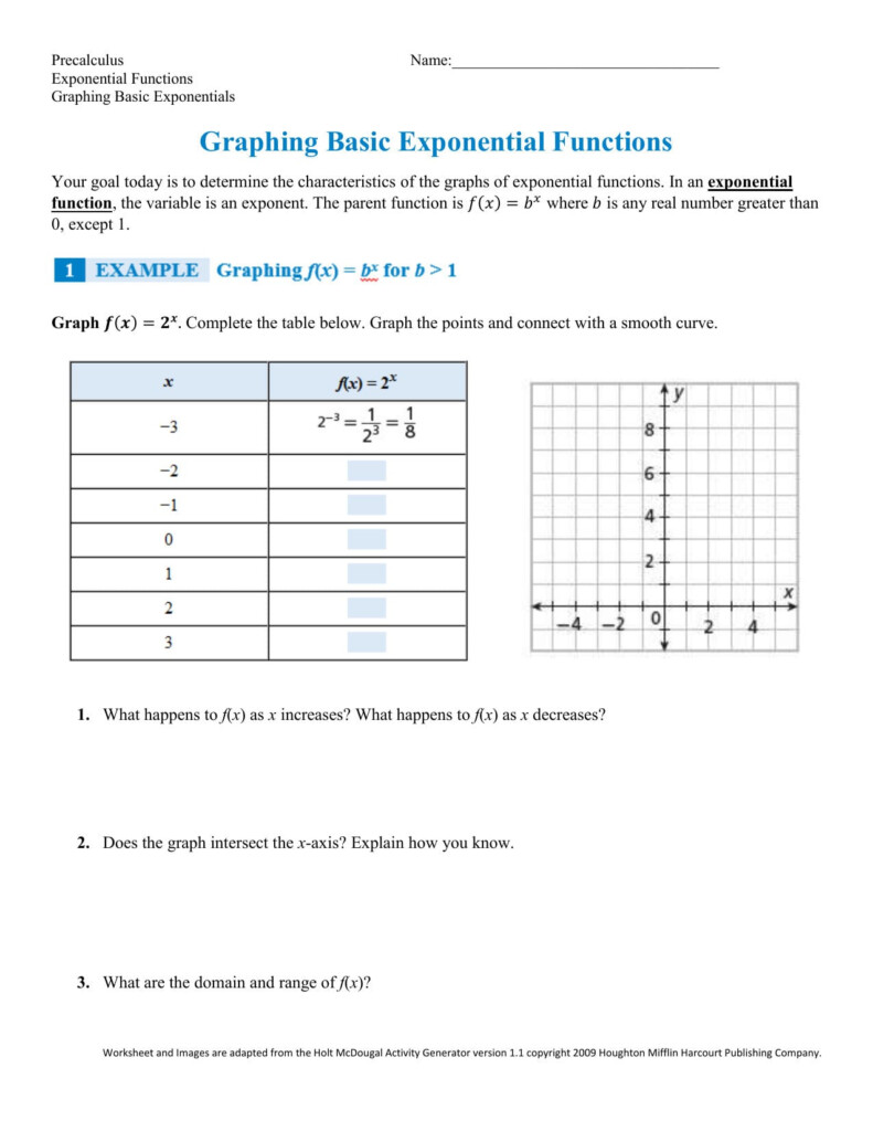 Graphing Exponential Functions Worksheet Answers Db excel