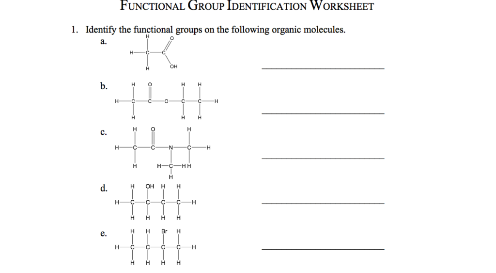 Identifying Functional Groups Worksheet With Answers Ivuyteq