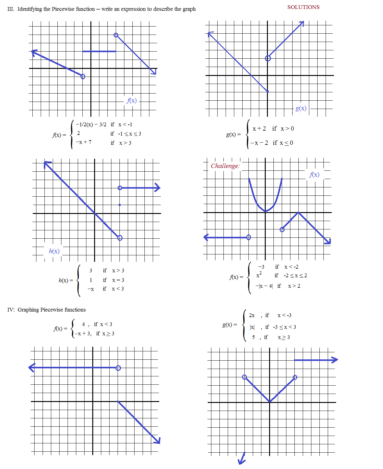 Piecewise Functions Functions Algebra Linear Function Worksheets