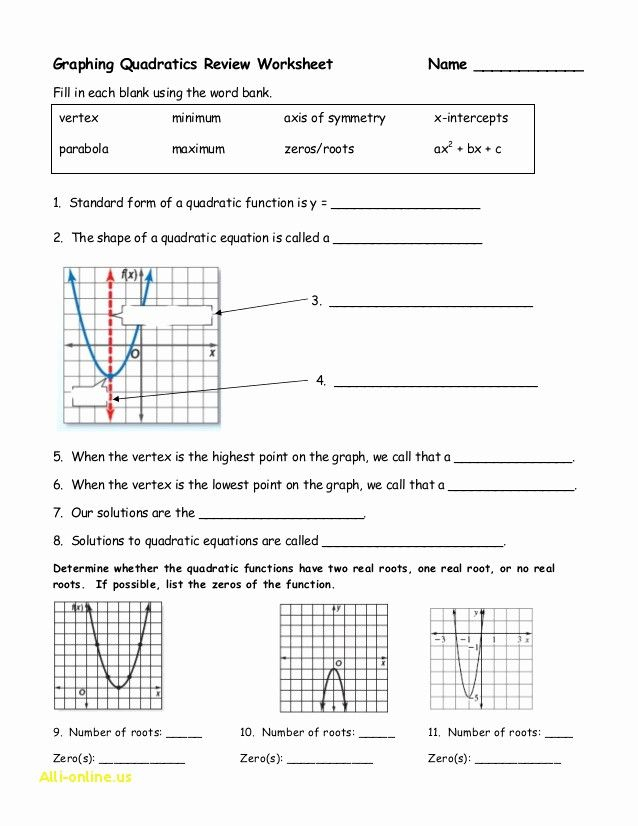 Practice Worksheet Graphing Quadratic Functions In Vertex Form Answers