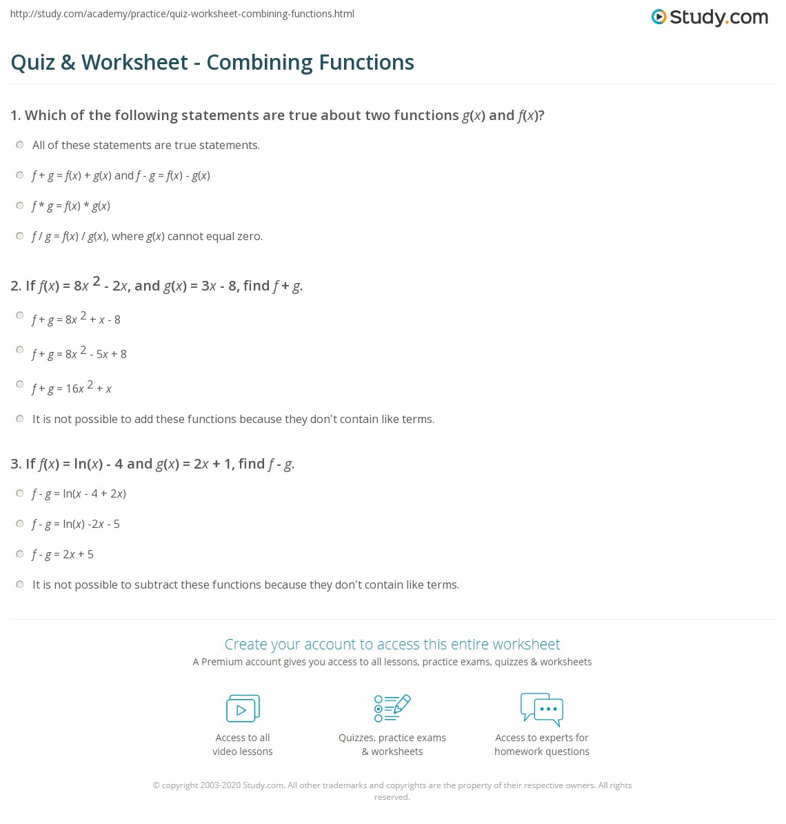 Composition Of Functions Worksheet Answers Wordpress Function Worksheets