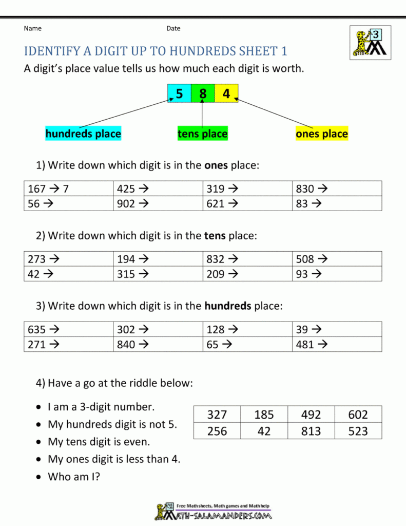 Second Grade Place Value Worksheets Db excel