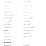 Simplifying Radicals Worksheet Algebra 2 Answer Key Algebra