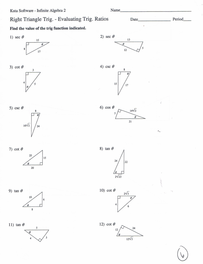 Find The Value Of The Trig Function Indicated Worksheet Answers ...