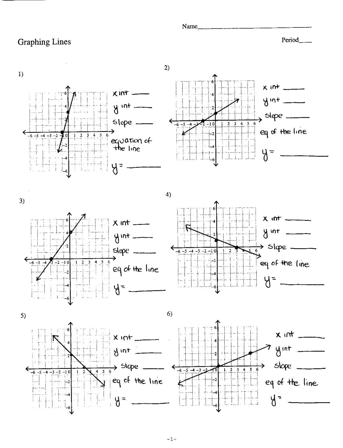 Graphing Linear Equations In Slope Intercept And Standard Form 