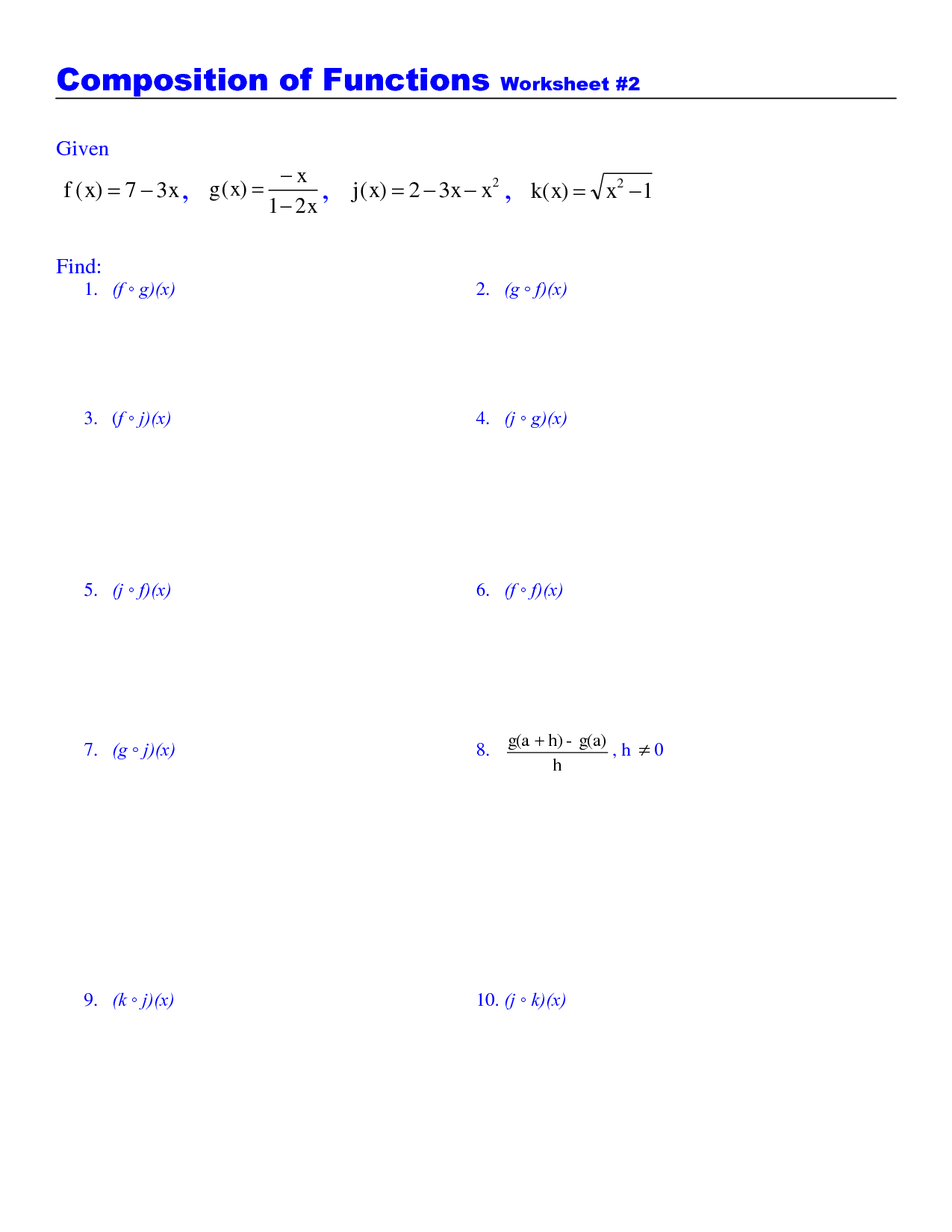 12 Best Images Of Inverse Functions Worksheet And Answers